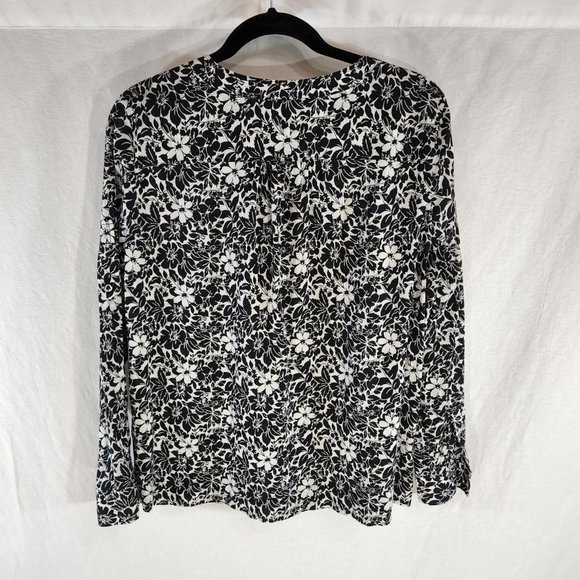 LIZ CLAIBORNE Flower Print Shirt Size L Black/White Color 100% Cotton Exc. Cond! - Picture 8 of 16
